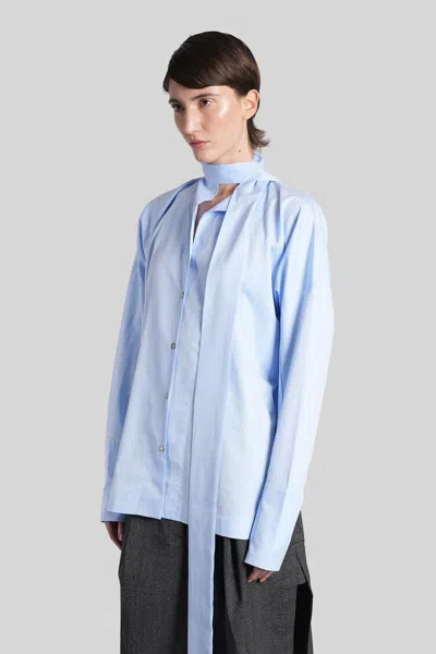 The Latest Cecilia Shirt In Cyan Cotton In Blue