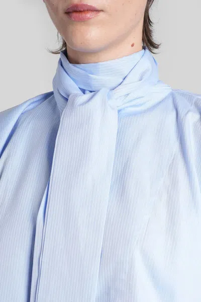 The Latest Cecilia Shirt In Cyan Cotton In Blue