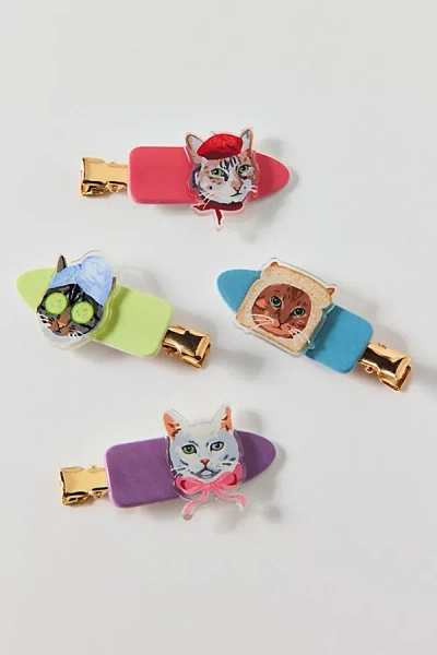 Urban Outfitters Crease-free Hair Clip Set In Funky Cats, Women's At  In Multi