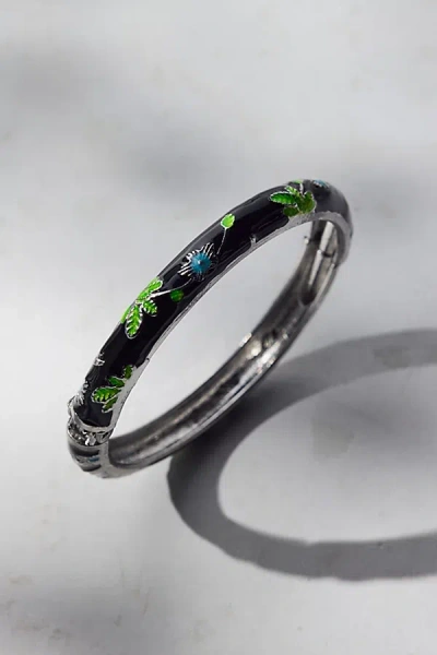 Urban Outfitters Jane Enameled Floral Bangle Bracelet In Black, Women's At  In Black