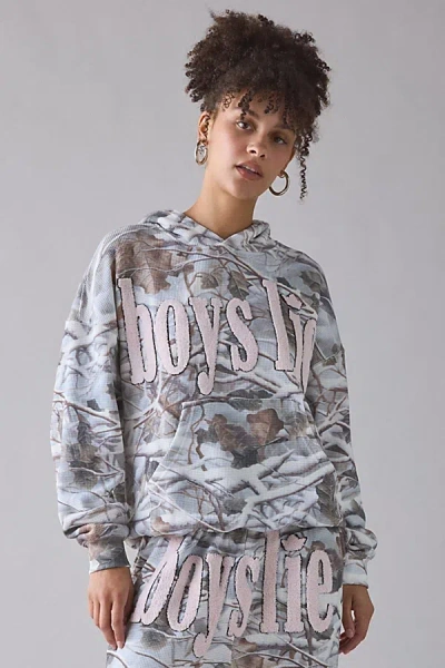 Boys Lie Racer Rose Colored Glasses Patched Graphic Hoodie Sweatshirt In Assorted, Women's At Urban Outfitter In Gray