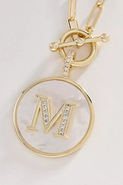 Melinda Maria Love Letters Medallion Monogram Necklace In Gold