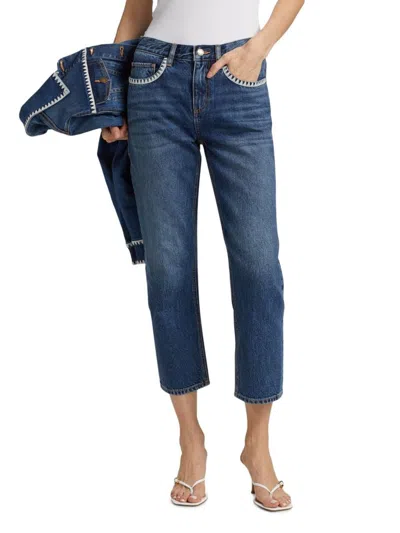Ramy Brook Women's Joy Embroidered Crop Jeans In Blue