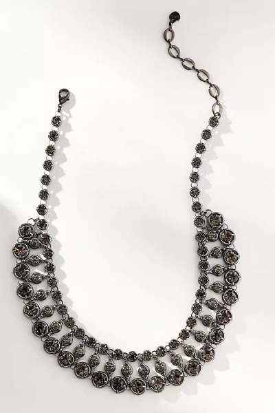 By Anthropologie Chunky Layered Crystal Necklace In Black