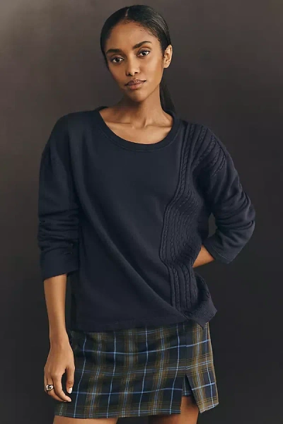 Wilt Crew-neck Sweater Mix Sweatshirt In Blue