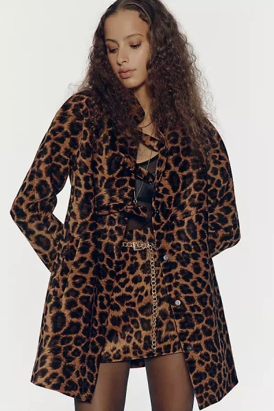 Avec Les Filles A-line Leopard Jacket In Animal Print