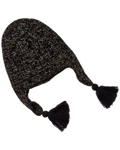 Valentino Wool Blend Beanie With Knit Texture And Tassel Embellishments In Black