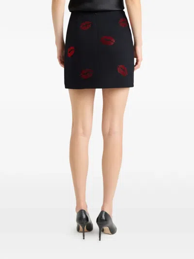 Cinq À Sept Embellished Denim Mini Skirt In Black