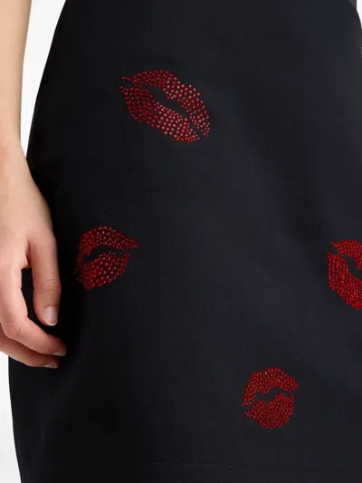 Cinq À Sept Embellished Denim Mini Skirt In Black