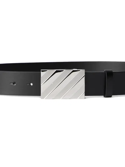 Off-white Diagonal Buckle Leather Belt In Black