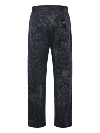 Fendi Jacquard Jeans In Black