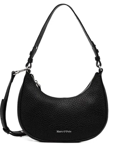 Marc O'polo Medium Grained-leather Shoulder Bag In Black