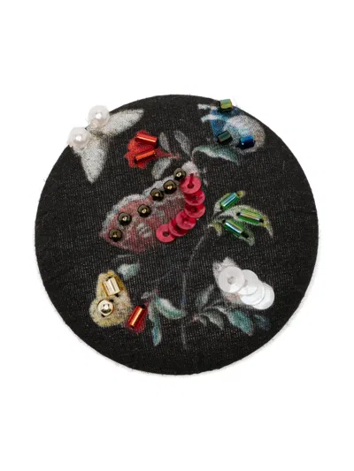 Undercover Bead-embellishment Brooch In Black