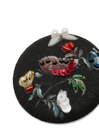 Undercover Bead-embellishment Brooch In Black