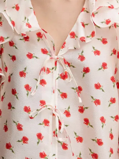 Stine Goya Ruffled Floral-print Blouse In Neutral