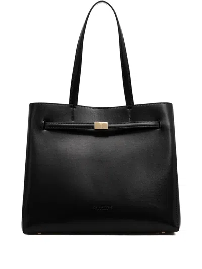 Marc O'polo Debosses-logo Shoulder Bag In Black