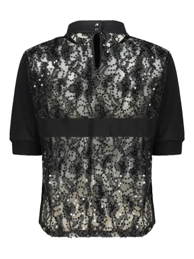 Herno Collar Sequin Blouse In Black