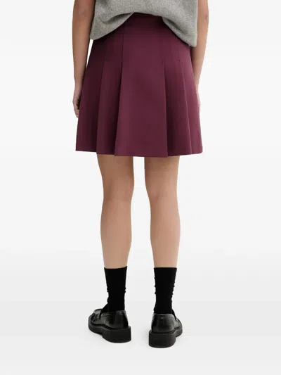 Hugo Boss Pleated Mini Skirt In Burgundy