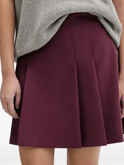 Hugo Boss Pleated Mini Skirt In Burgundy