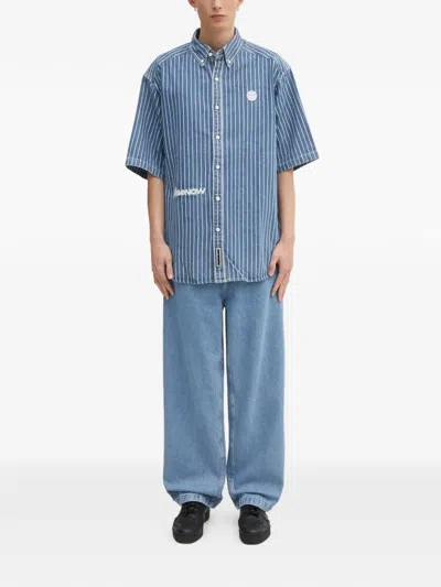 Aape By A Bathing Ape Now Striped Logo Shirt In Blue