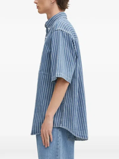 Aape By A Bathing Ape Now Striped Logo Shirt In Blue