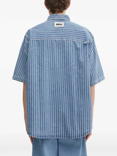 Aape By A Bathing Ape Now Striped Logo Shirt In Blue