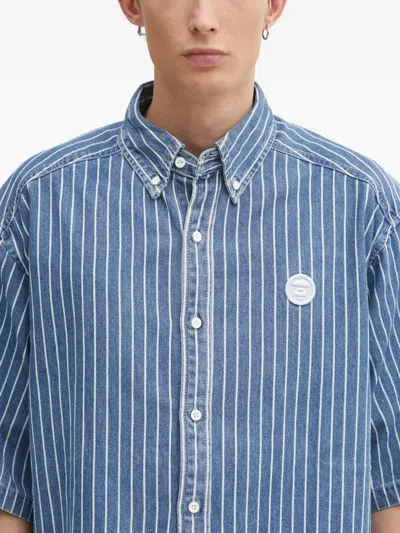 Aape By A Bathing Ape Now Striped Logo Shirt In Blue