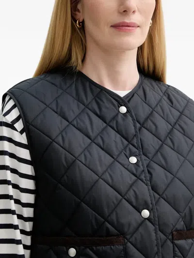 Marc O'polo Quilted Buttoned Gilet In Blue