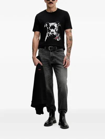 Hugo Boss 838 Relaxed Tapered Fit Jeans In Dark Gray In Black