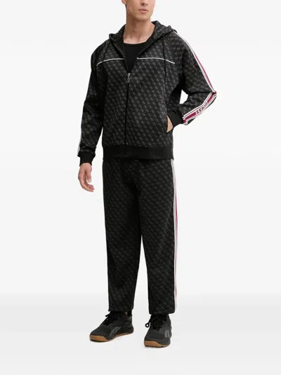 Guess Usa Pattern Side Stripe Track Pants In Black