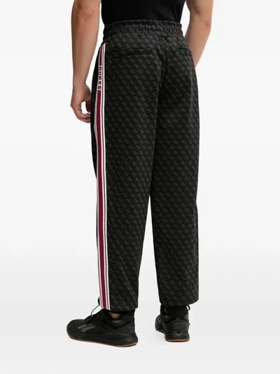Guess Usa Pattern Side Stripe Track Pants In Black