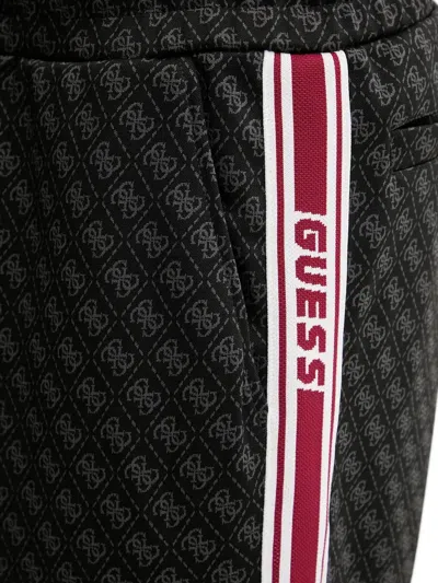Guess Usa Pattern Side Stripe Track Pants In Black