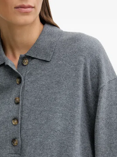 Marc O'polo Long-sleeve Knitted Polo Shirt In Gray