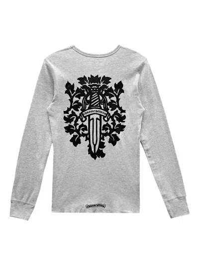 Chrome Hearts Dagger Waffle Thermal Long-sleeves Top In Gray