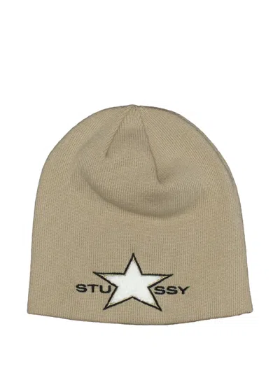 Stussy Star-motif Beanie Hat In Brown