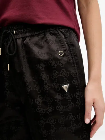Guess Usa Aop Drawstring Monogram Trousers In Black