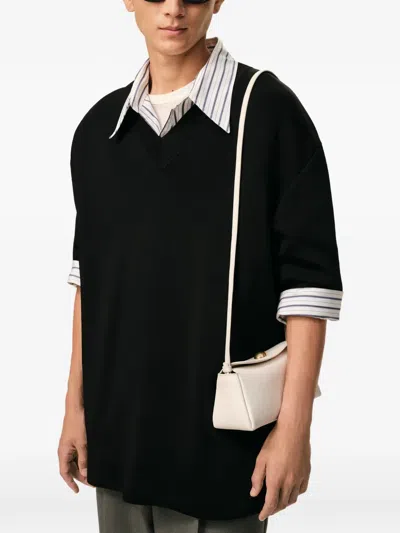 Ami Alexandre Mattiussi Mini Carrousel Leather Ccross Body Bag In Neutral