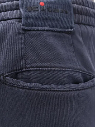 Kiton Logo Label Drawstring Pants In Blue