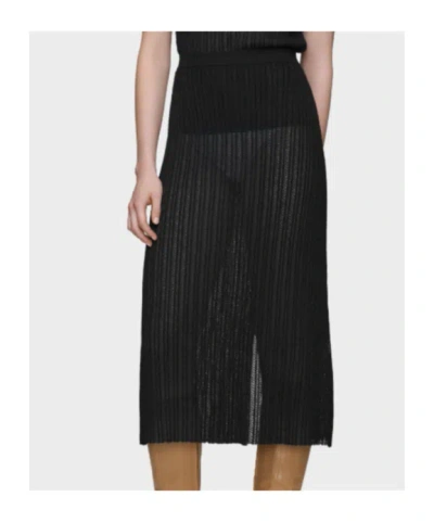 Maison Margiela Ribbed Knit Midi Skirt In Black