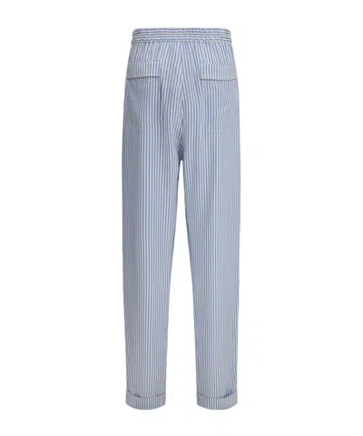 Tom Ford Striped Turn-up Hem Trousers In Blue
