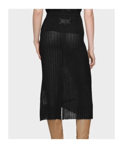 Maison Margiela Ribbed Knit Midi Skirt In Black