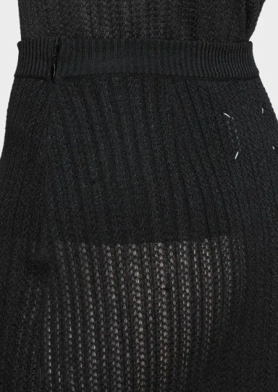 Maison Margiela Ribbed Knit Midi Skirt In Black