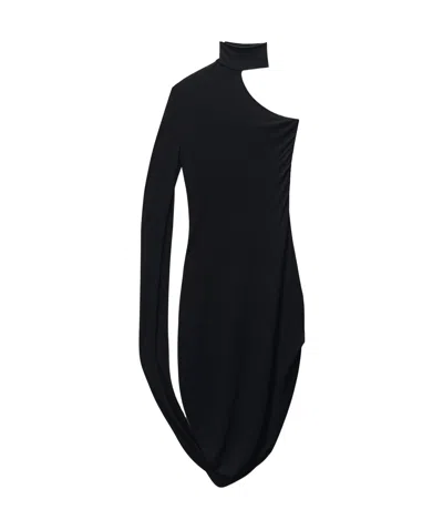 Alexander Wang Asymmetric Midi Dress In Black