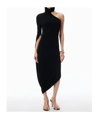 Alexander Wang Asymmetric Midi Dress In Black