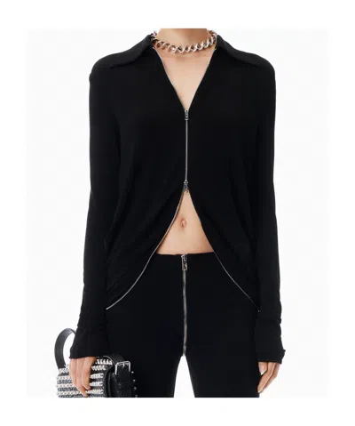 Alexander Wang Draped Back Zip Shirt In Crepe Jersey In Black
