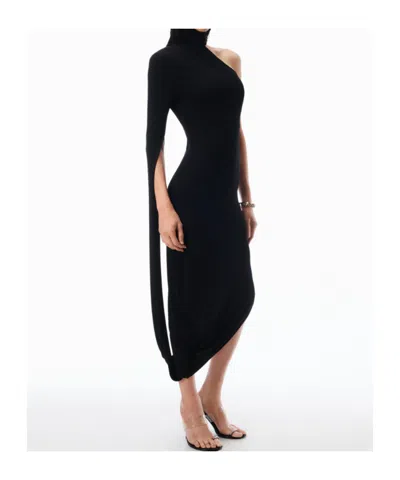 Alexander Wang Asymmetric Midi Dress In Black