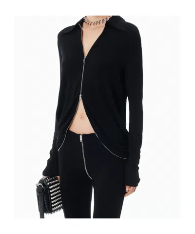 Alexander Wang Draped Back Zip Shirt In Crepe Jersey In Black