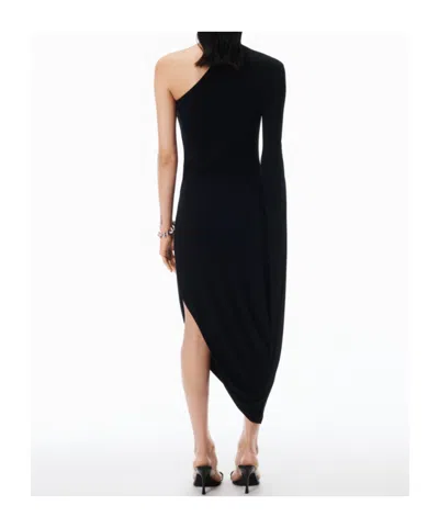 Alexander Wang Asymmetric Midi Dress In Black