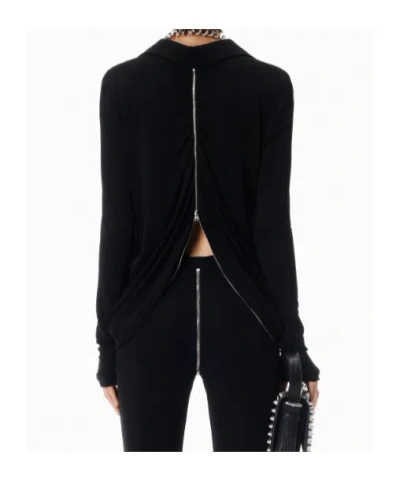 Alexander Wang Draped Back Zip Shirt In Crepe Jersey In Black