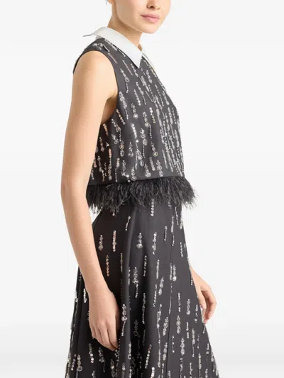 Cinq À Sept Selene Sequin Top In Gray